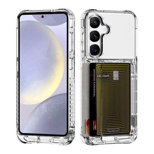 솔리스팅 반자동 카드수납 4장 갤럭시S26 S25 S24 S23 엣지 아이폰 17 프로 맥스 에어 크리스탈 투명 케이스