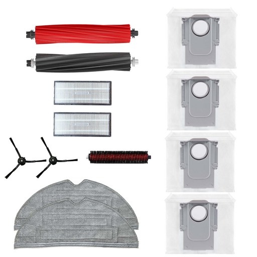 [호환] 로보락 S8 Pro ULTRA 소모품 먼지 필터 메인브러쉬 물걸레 리필 세척브러쉬 사이드브러쉬 먼지봉투 6종 풀 세트, 12개입, 1세트