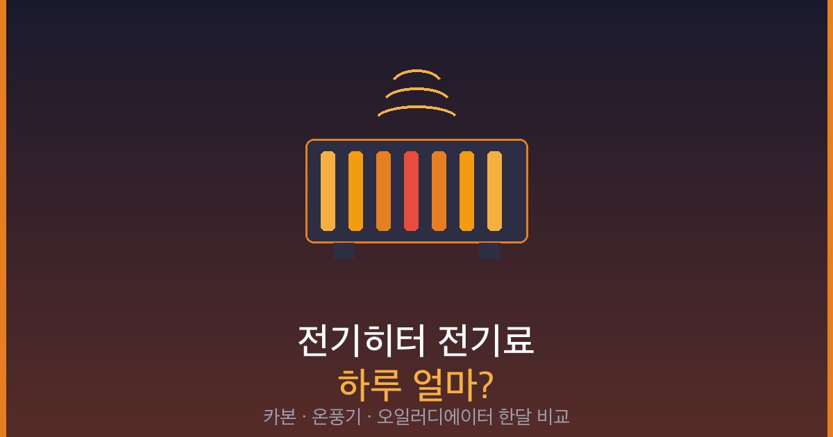 전기히터 전기료 하루 얼마 카본 온풍기 오일러디에이터 한달 비용 썸네일